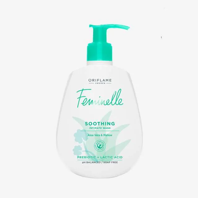 حراج اوریفلیم اصل - Feminelle Soothing Intimate Wash Aloe Vera Mallow Oriflame - سرزمین زیبایی