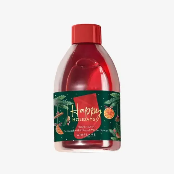 کف حمام هپی هالیدیز با رایحه مرکبات و ادویه‌های زمستانی اوریفلیم - Bath Shower Happy Holidays Bubble Bath Scented with Citrus Winter Spices Oriflame - سرزمین زیبایی