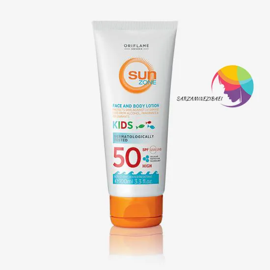 لوسیون ضد آفتاب صورت و بدن اوریفلیم سری سان زون مناسب کودکان با SPF 50